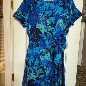 Chico's Vibrant Blue and Green Floral Dress